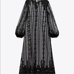 Zara Black Lace Midi Dress